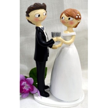 Figura tarta boda personalizada brindis muñecos pastel