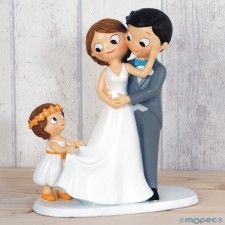 Figura tarta novios con HIJA grande boda muñecos