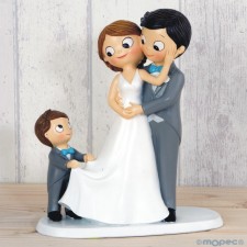 Figura tarta novios con HIJO grande boda muñecos