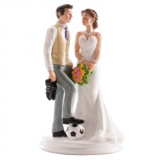 Figura tarta novios FÚTBOL Grabada botas y balón para boda muñecos pastel