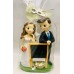 Figura tarta boda novios SIGUIENTES grabada pizarra regalo amigos muñecos pastel