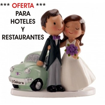 Figura tarta novios coche GRABADA pastel LOTE 10 UNIDADES muñecos boda