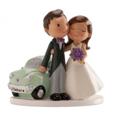 Figura boda tarta novios coche GRABADA pastel boda