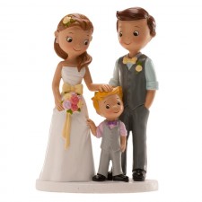 Figuras tarta boda novios con HIJO muñeco pastel