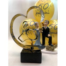 Regalo Bodas de Oro + figura tarta 50 aniversario + globos GRABADO