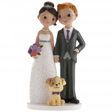 Figura pastel boda novios con perro GRABADA