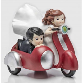 Figura boda graciosa novios en moto GRABADA tarta muñecos pastel