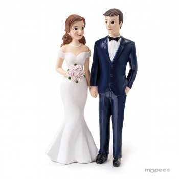 Figura boda novios elegantes PAJARITA grabada tarta muñecos pastel