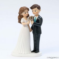 Figura boda novios BRINDIS AMOROSO grabada tarta muñecos pastel
