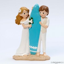 Figura boda novios SURF grabada tarta muñecos pastel