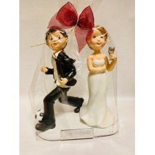 Figura tarta novios FÚTBOL Grabada pequeña para boda muñecos pastel