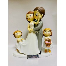 Figura tarta novios con 2 HIJAS grande boda muñecos