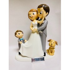 Figura tarta novios con HIJO y perro boda muñecos