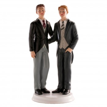 Figura boda gay tarta novios chicos elegantes GRABADA muñecos