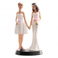 Figura boda lesbianas tarta novias chicas elegantes GRABADA muñecos