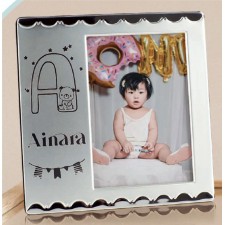 Portafotos para bautizo fotografía GRANDE 9x13cm metálico personalizado