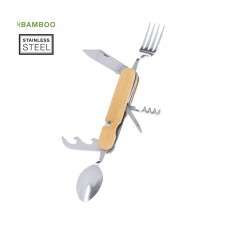 Navaja cubiertos multiusos GRABADA para invitados de Bambú y Acero Inoxidable