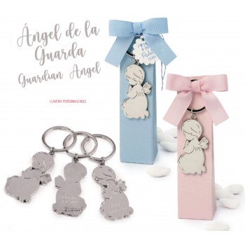 Llaveros ángel GRABADOS con peladillas chocolate