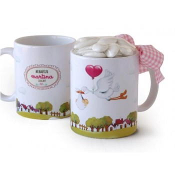 Taza PERSONALIZADA con peladillas bautizo NIÑA