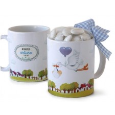 Taza PERSONALIZADA con peladillas bautizo NIÑO