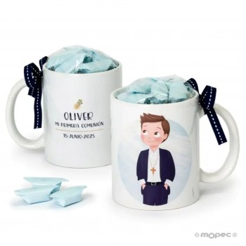 Taza PERSONALIZADA con caramelos Comunión NIÑO