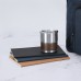 Vaso café de acero inox. y madera