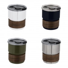 Vaso café de acero inox. y madera
