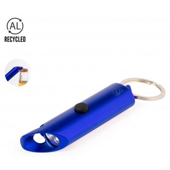 Llavero linterna de led azul con abridor para invitados