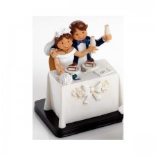 Figura novios con bebé tarta boda hijo hija muñeco pastel
