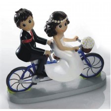 Figuras de boda novios bicicleta tandem muñecos pastel