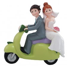 Figuras de novios pastel moto para tarta de boda