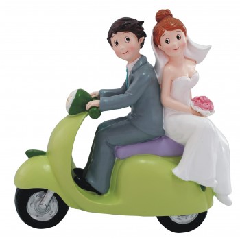 Figuras de novios pastel moto para tarta de boda
